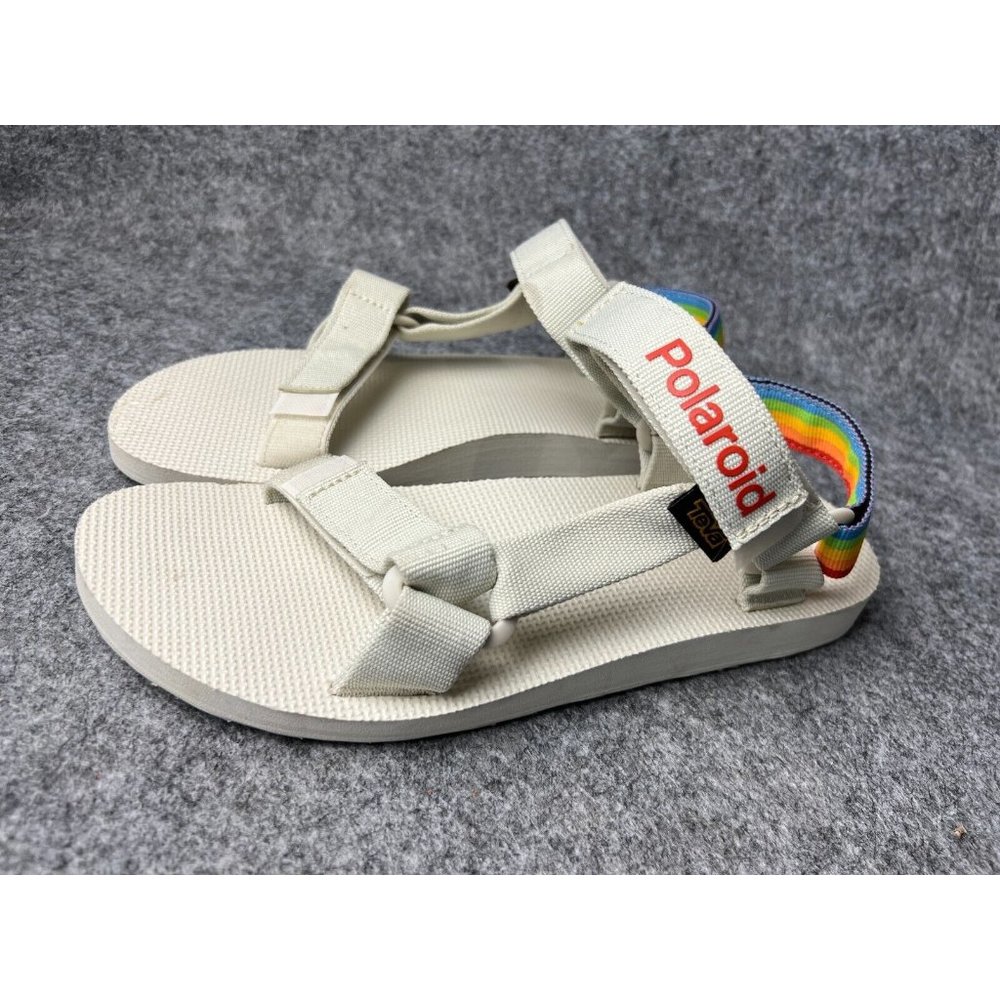 Teva White Sandals with Rainbow Strap
